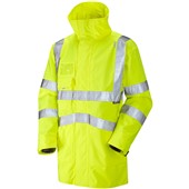 Leo Workwear Clovelly Yellow Mesh Lined Waterproof Breathable Executive Hi Vis Jacket