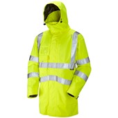 Leo Workwear Clovelly Yellow Mesh Lined Waterproof Breathable Executive Hi Vis Jacket