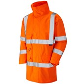 Leo Workwear Torridge Orange Mesh Lined Breathable Waterproof Hi Vis Jacket