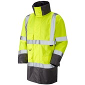 Leo Workwear Torridge Yellow Mesh Lined Breathable Waterproof Hi Vis Jacket