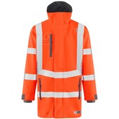 Leo Workwear Eastleigh Orange EcoViz 10K Mesh Lined Waterproof Breathable Hi Vis Jacket 