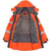 Leo Workwear Eastleigh Orange EcoViz 10K Mesh Lined Waterproof Breathable Hi Vis Jacket 