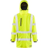 Leo Workwear Eastleigh Yellow EcoViz 10K Mesh Lined Waterproof Breathable Hi Vis Jacket 