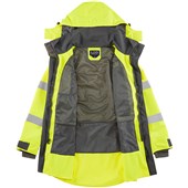 Leo Workwear Eastleigh Yellow EcoViz 10K Mesh Lined Waterproof Breathable Hi Vis Jacket 