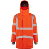 Leo Workwear Petroc Rail Orange EcoViz 10K Fleece Lined Waterproof Hi Vis Anorak Jacket