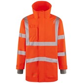 Leo Workwear Petroc Rail Orange EcoViz 10K Fleece Lined Waterproof Hi Vis Anorak Jacket