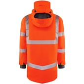 Leo Workwear Petroc Rail Orange EcoViz 10K Fleece Lined Waterproof Hi Vis Anorak Jacket