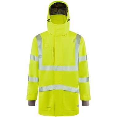 Leo Workwear Petroc Yellow EcoViz 10K Fleece Lined Waterproof Hi Vis Anorak Jacket