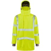 Leo Workwear Petroc Yellow EcoViz 10K Fleece Lined Waterproof Hi Vis Anorak Jacket