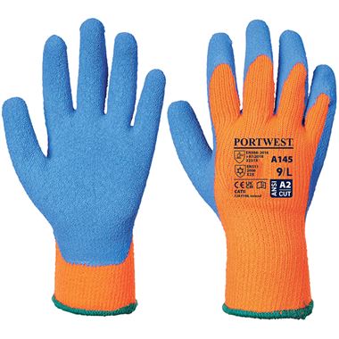 Portwest A145 Thermal Cold Grip Gloves with Crinkle Latex Palm Coating - 7g