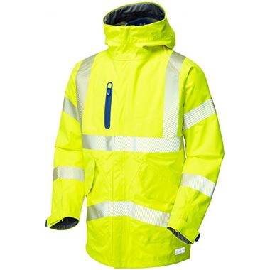 Leo Workwear Marisco Yellow LTEC 20K High Performance Waterproof Breathable Hi Vis Jacket