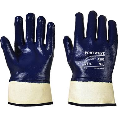 Portwest A302 Fully Dipped Nitrile Gloves with Safety Cuff