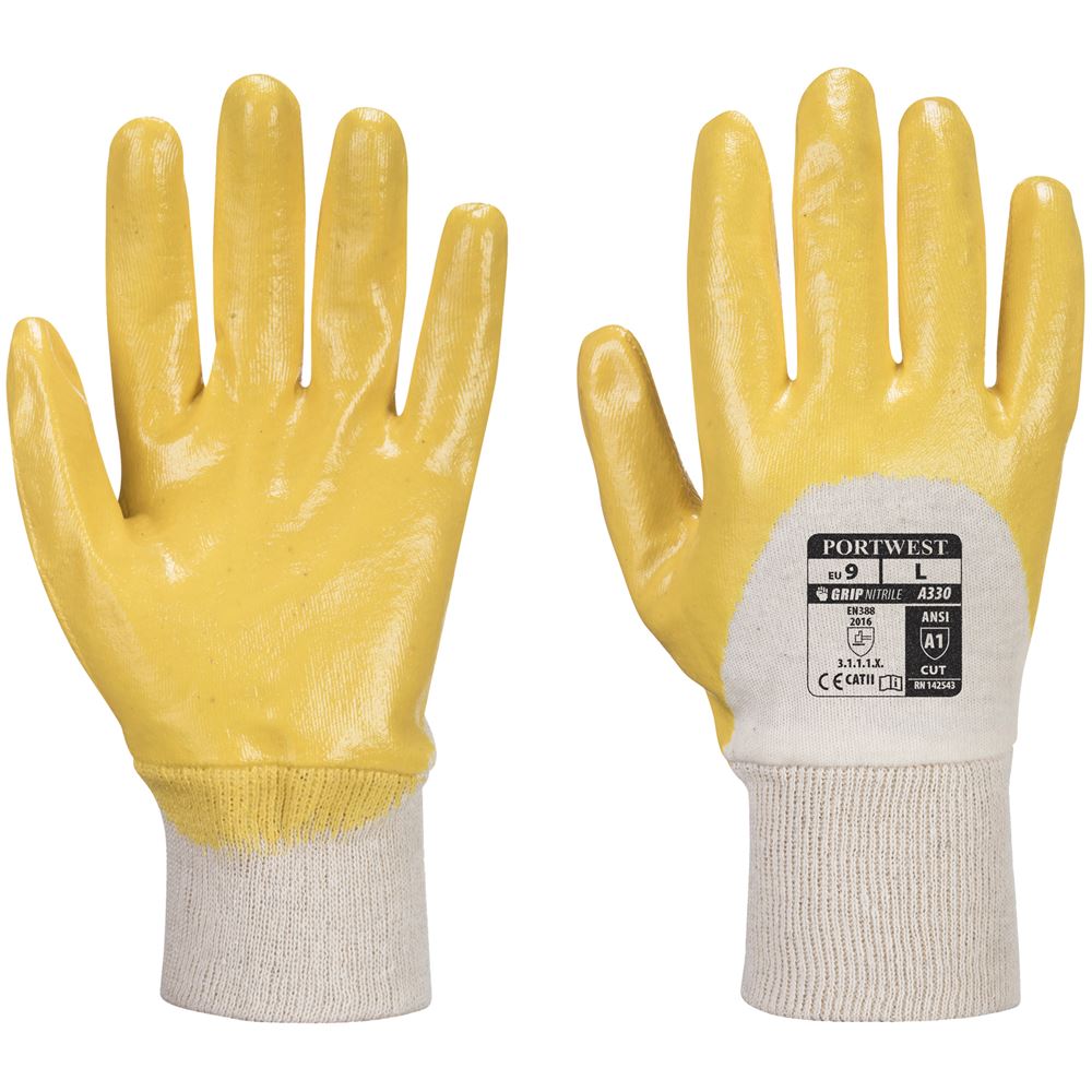 Portwest A330 Nitrile Light Knitwrist Work Gloves - 12g