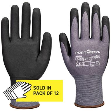 Portwest A356 ESD Nitrile Glove with Micro Foam Coating - 15g Multipack (Pack 12)
