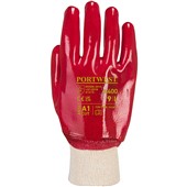 Portwest A400 Red PVC Knitwrist Gloves with PVC Coating - 13g
