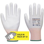 Portwest A697 LR13 ESD Antistatic Cut B Gloves with PU Palm Coating - 13 gauge (Pack 12)