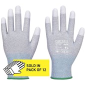 Portwest A698 MR13 ESD Antistatic Cut C PU Fingertip Gloves - 13 gauge (Pack of 12)