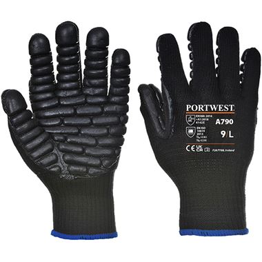 Portwest A790 Anti Vibration Gloves with Rubber Chloroprene Palm - 10 gauge