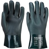 Portwest A827 Double Dipped PVC Chemical Resistant Gauntlet Gloves with Sandy Palm 27cm