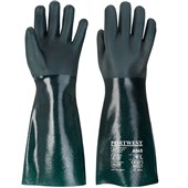 Portwest A845 Double Dipped PVC Chemical Resistant Gauntlet Gloves with Sandy Palm 45cm