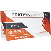 Portwest A930 Orange HD Powder Free Nitrile Disposable Gloves AQL1.5 (Box 100)
