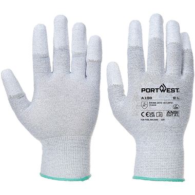 MultiSAVE Pack 12 - Portwest AB198 ESD Antistatic PU Fingertip Gloves 13g (12 Pairs)