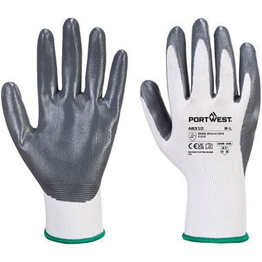 MultiSAVE Pack 12 - Portwest AB310 Nitrile Grip Gloves with Nitrile Coating 13g (12 Pairs)