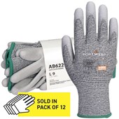 Portwest AB622 Cut C PU Grip Glove with PU Coating 13g MultiSave (Pack 12)