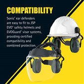 JSP Sonis 1 Helmet Mounted Ear Defenders AEB012-1CY-800 - SNR 27dB