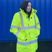 Leo Workwear Cheristow Yellow EcoViz 4K Superior Baffle Lined Womens Waterproof Hi Vis Jacket