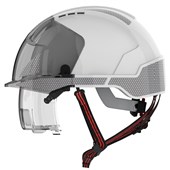 JSP EVO VISTAlens Dualswitch Custom Printed Safety Helmet with Integrated Eyewear & CR2 Reflective - Vented - Wheel Ratchet