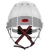 JSP EVO VISTAlens Dualswitch Custom Printed Safety Helmet with Integrated Eyewear & CR2 Reflective - Vented - Wheel Ratchet