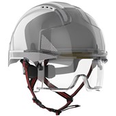 JSP EVO VISTAlens Dualswitch Custom Printed Safety Helmet with Integrated Eyewear & CR2 Reflective - Vented - Wheel Ratchet