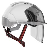 JSP EVO VISTAshield Dualswitch Custom Printed Safety Helmet with Integrated Faceshield & CR2 Reflective - Vented - Wheel Ratchet
