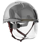 JSP EVO VISTAshield Dualswitch Custom Printed Safety Helmet with Integrated Faceshield & CR2 Reflective - Vented - Wheel Ratchet