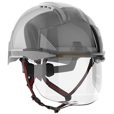 JSP EVO VISTAshield Dualswitch Safety Helmet with Integrated Faceshield & CR2 Reflective - Vented - Wheel Ratchet