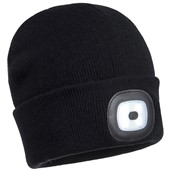 Portwest B029 Beanie Hat USB Rechargeable LED Head Light (Various Colours Available)  Black
