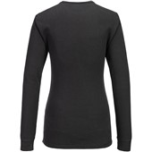 Portwest B126 Women's Black Polycotton Thermal Long Sleeve Baselayer T-Shirt 200g