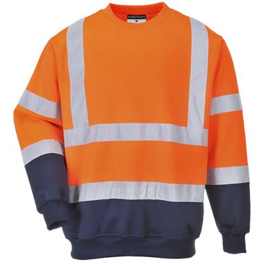 Portwest B306 Orange/Navy Two Tone Hi Vis Sweatshirt