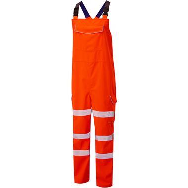 Leo Workwear Northam Orange EcoViz 10K Waterproof Breathable Hi Vis Bib & Brace 