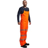 Leo Workwear Northam Orange EcoViz 10K Waterproof Breathable Hi Vis Bib & Brace 