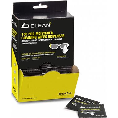 Bolle B-Clean B100 Lens Cleaning Wipes - 100 Individually Packaged in Dispenser Box