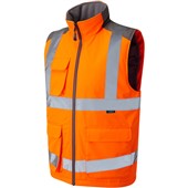 Leo Workwear Torrington Quilt Lined Orange Hi Vis Bodywarmer