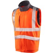 Leo Workwear Halsinger Orange Performance+ EcoViz Fleece Lined Padded Hi Vis Bodywarmer