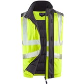 Leo Workwear Halsinger Yellow Performance+ EcoViz Fleece Lined Padded Hi Vis Bodywarmer