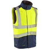 Leo Workwear Halsinger Yellow Performance+ EcoViz Fleece Lined Padded Hi Vis Bodywarmer