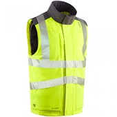 Leo Workwear Halsinger Yellow Performance+ EcoViz Fleece Lined Padded Hi Vis Bodywarmer