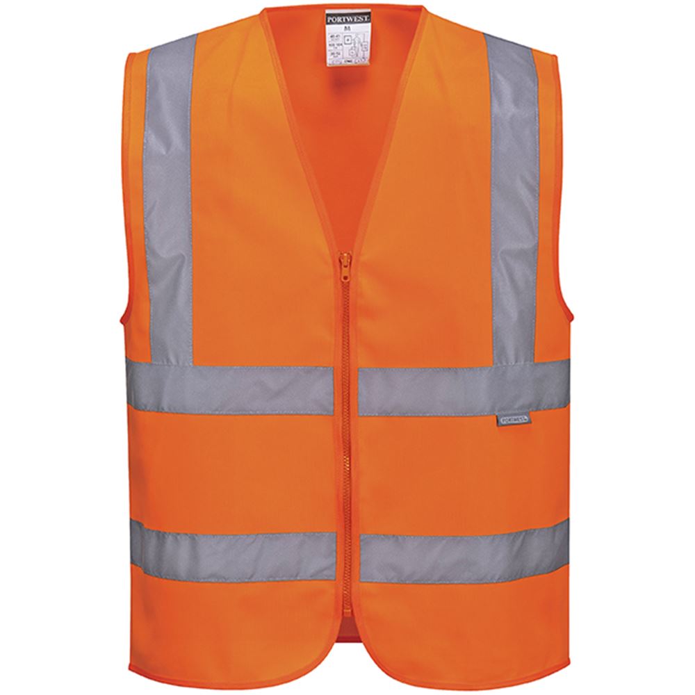 Portwest C375 Orange Hi Vis Zipped Band & Brace Vest | Safetec