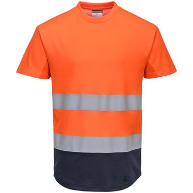 Portwest C395 Orange/Navy Two Tone MeshAir Cool Hi Vis T Shirt