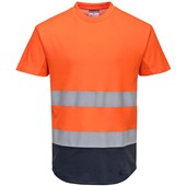 Portwest C395 Orange/Navy Two Tone MeshAir Cool Hi Vis T Shirt